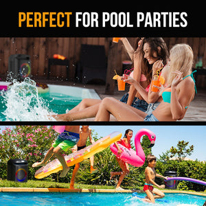 M&B Portable Splash Proof 80W Bluetooth Party Speaker | TWS Pairing, Multi-Input, Lithium Battery, RGB, USB Charging