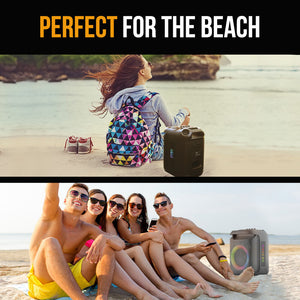 M&B Portable Splash Proof 80W Bluetooth Party Speaker | TWS Pairing, Multi-Input, Lithium Battery, RGB, USB Charging
