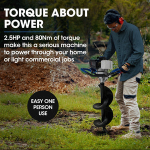 POWERBLADE PD950 52cc 2-Stroke Petrol Post Hole Digger | 3 Auger Bits & 600mm Extension Shaft