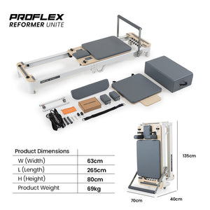 PROFLEX Aluminium Pilates Reformer Machine | Stretch Bed with Box & Jump Board Accessories