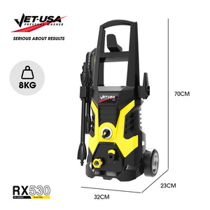 JET-USA RX530 Electric High Pressure Washer | 2400PSI | 3 Nozzles | Brush Head Cleaner | Detergent Bottle