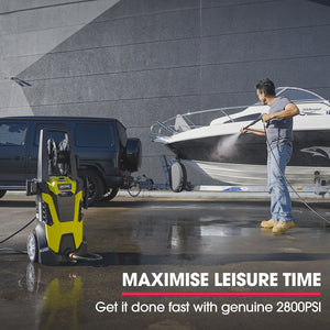 JET-USA RX540 Electric High Pressure Washer | 2800PSI | 2 Nozzles | Brush Head | Deck Cleaner | Detergent Bottle | 10M Hose