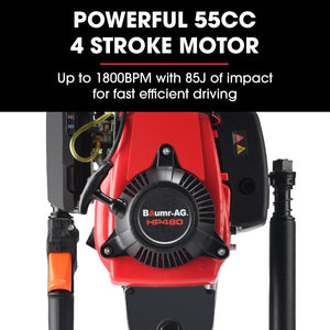 BAUMR-AG Petrol Post Driver | HP480 | 55cc 4-Stroke | 2 Piling Sleeves Included