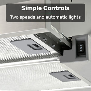 EUROCHEF Slideout Rangehood | 60cm | Stainless Steel | 2-Speed | Halogen Lights | ESR60S