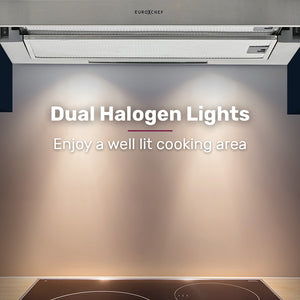 EUROCHEF Slideout Rangehood | 60cm | Stainless Steel | 2-Speed | Halogen Lights | ESR60S