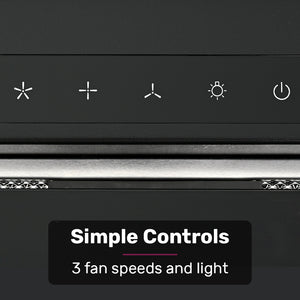 EUROCHEF Undermount Rangehood | 60cm | Black | 3-Speed | LED Lights | EUR60B