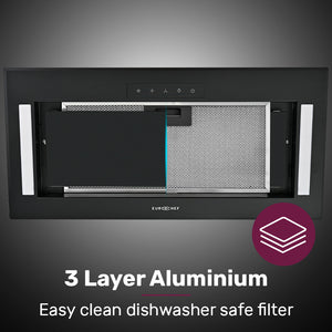 EUROCHEF Undermount Rangehood | 60cm | Black | 3-Speed | LED Lights | EUR60B