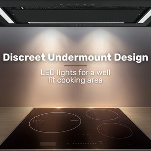 EUROCHEF Undermount Rangehood | 60cm | Black | 3-Speed | LED Lights | EUR60B