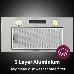 EUROCHEF Undermount Rangehood | 60cm | Silver | 3-Speed | LED Lights | EUR60N