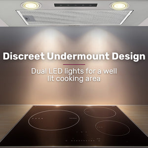 EUROCHEF Undermount Rangehood | 60cm | Silver | 3-Speed | LED Lights | EUR60N