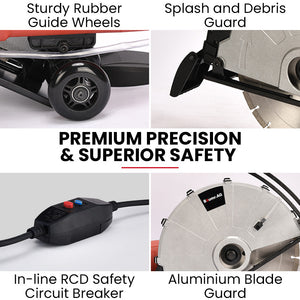 BAUMR-AG Concrete Saw | 3500W | 350mm (14") | Wet & Dry | Vacuum Port | 15A Plug