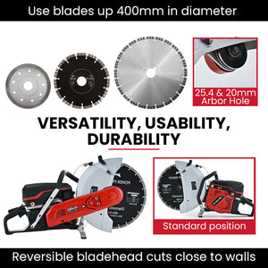 BAUMR-AG 400mm Concrete Demolition Saw | 94cc 2-Stroke | 16" Diamond Blade | Wet & Dry Cutting | Anti-Vibration System