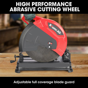 Baumr-AG 2400W Metal Cut Off Cold Saw | 355mm (14") Blade | Soft Start | 45° Mitre Chop Cutting