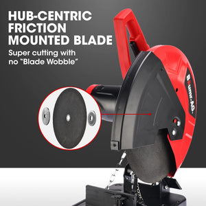 Baumr-AG 2400W Metal Cut Off Cold Saw | 355mm (14") Blade | Soft Start | 45° Mitre Chop Cutting