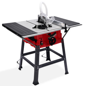 BAUMR-AG 2000W Compound Table Saw | 255mm (10") Blade | Expandable Worktop | 45° Bevel & Mitre Cuts | Stand & Vacuum Port