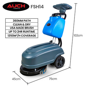 AUCH FSH14 Floor Scrubber & Dryer | 360mm, Battery Powered, Walk Behind, Commercial Grade
