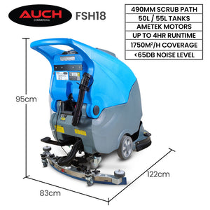 Auch FSH18 Floor Scrubber & Dryer | 490mm, Battery Powered, Walk Behind, Commercial Grade