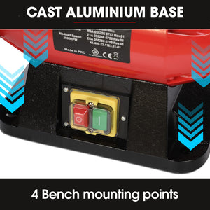 BAUMR-AG Bench Grinder Sander & Polisher Combo | 150mm Grinding Wheel | 50mm Linisher | 520W Brushless Motor | Wire & Buffing Wheels