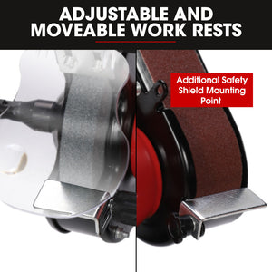 BAUMR-AG Bench Grinder Sander & Polisher Combo | 150mm Grinding Wheel | 50mm Linisher | 520W Brushless Motor | Wire & Buffing Wheels
