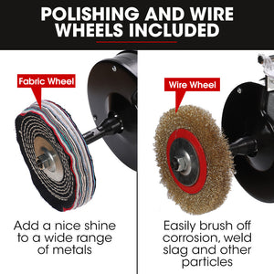 BAUMR-AG Bench Grinder Sander & Polisher Combo | 150mm Grinding Wheel | 50mm Linisher | 520W Brushless Motor | Wire & Buffing Wheels