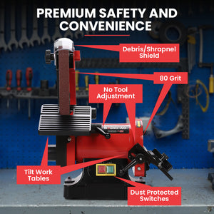 BAUMR-AG Belt & Disc Sander Combo | Vertical Bench Linisher | 25mm Belt + 125mm Disc | Brushless Motor