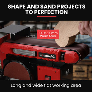 BAUMR-AG Bench Belt & Disc Sander Combo | 100mm Linisher + 150mm Disc | 400W Brushless Motor | Horizontal & Vertical Sanding