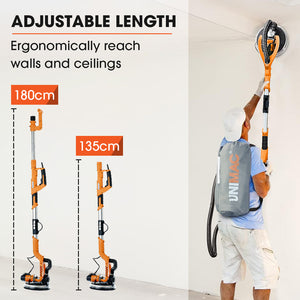 UNIMAC 225mm Long Reach Drywall Sander Kit | 750W Telescopic Foldable | Vacuum System | LED Worklight | 6x Sanding Discs