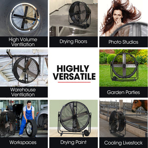 BAUMR-AG Industrial Mobile Floor Drum Fan | 42" 1067mm | 660W | Belt Drive | Tilting | Heavy-Duty | EESS Certified