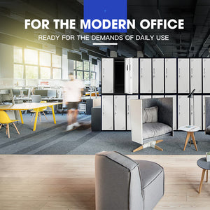 Fortia 6-Door Metal Storage Cabinet | Lockers for Gym & Office, Black and Grey