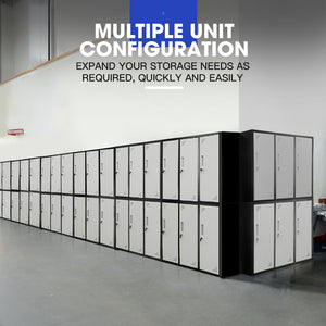 Fortia 6-Door Metal Storage Cabinet | Lockers for Gym & Office, Black and Grey