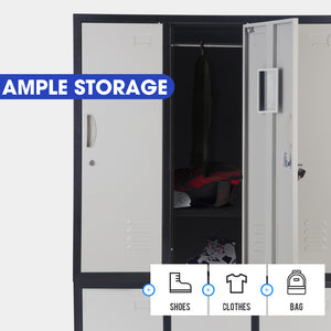 Fortia 6-Door Metal Storage Cabinet | Lockers for Gym & Office, Black and Grey