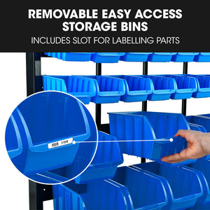BAUMR-AG 39 Parts Bin Rack Storage System | Floor Mount, Blue