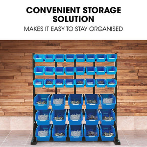BAUMR-AG 39 Parts Bin Rack Storage System | Floor Mount, Blue