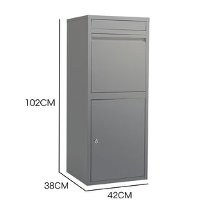 FORTIA Parcel Post Box Letterbox | Freestanding Mail Box with Letter Slot | Woodland Grey