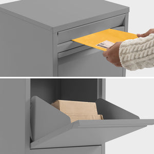 FORTIA Parcel Post Box Letterbox | Freestanding Mail Box with Letter Slot | Woodland Grey