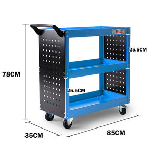 Bullet 3-Tier Tool Trolley Cart | Steel | Pegboard + Screwdriver Bay | Blue