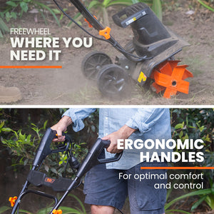 PLANTCRAFT Electric Rotary Hoe Garden Tiller | Adjustable Depth | 6 Tines Soil Cultivator