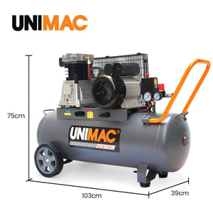 UNIMAC 70L Commercial Air Compressor | 2.2kW | 280L/min | 116PSI | Brushless Motor | Certified Tank | Long Service Life