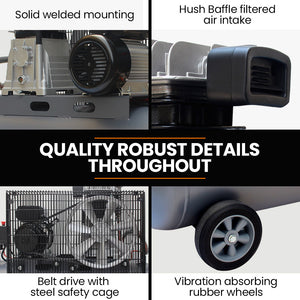 UNIMAC 100L Industrial Air Compressor | 2.6kW | 370L/min | 116PSI | Brushless Motor | Certified Tank | 15A Plug