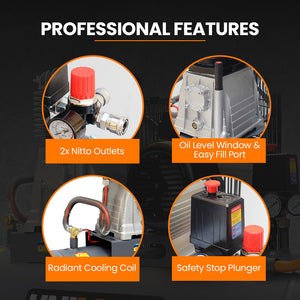 UNIMAC 100L Industrial Air Compressor | 2.6kW | 370L/min | 116PSI | Brushless Motor | Certified Tank | 15A Plug