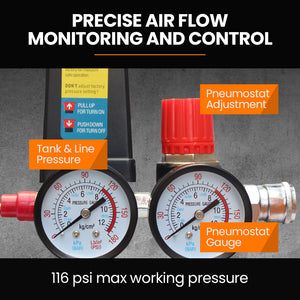 UNIMAC 100L Industrial Air Compressor | 2.6kW | 370L/min | 116PSI | Brushless Motor | Vertical Tank | 15A Plug