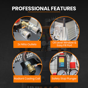 UNIMAC 100L Industrial Air Compressor | 2.6kW | 370L/min | 116PSI | Brushless Motor | Vertical Tank | 15A Plug