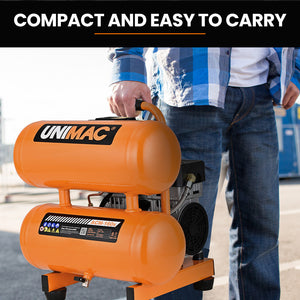 UNIMAC 16L Twin Tank Air Compressor | 116PSI | Portable Silent Oil-Free Electric | Air Tools & Tyre Inflation