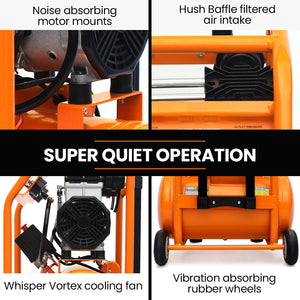 UNIMAC 16L Silent Oil-Free Electric Air Compressor | 116PSI | Portable | Wheels & Handle | Twin Nitto Outlets | Air Tools & Tyre Inflation