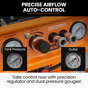 UNIMAC 16L Silent Oil-Free Electric Air Compressor | 116PSI | Portable | Wheels & Handle | Twin Nitto Outlets | Air Tools & Tyre Inflation