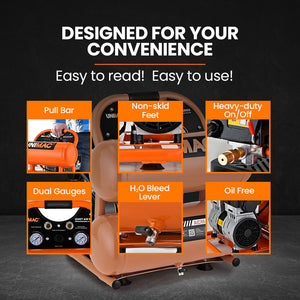 UNIMAC 20L Twin Tank Air Compressor | 116PSI | Portable Silent Oil-Free Electric | Air Tools & Tyre Inflation