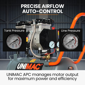 UNIMAC Silent Oil-Free Air Compressor | 25L | 1.5HP Portable Compact Design