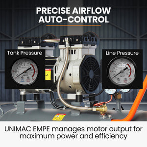 UNIMAC Silent Oil-Free Air Compressor | 40L | 2.0HP Portable | Twin Nitto Outlets