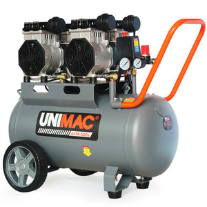 UNIMAC Silent Oil-Free Air Compressor | 50L | 3.0HP Portable | Twin Nitto Outlets