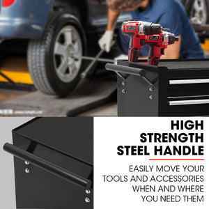 Bullet Pro 4 Drawer Tool Box Cabinet Trolley | Storage with 1-Door Toolbox | Garage Organiser Set | Black